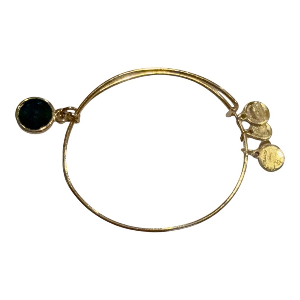 Alex And Ani Jewelry May Birthstone Charm Emerald Gold Tone Bangle Bracelet